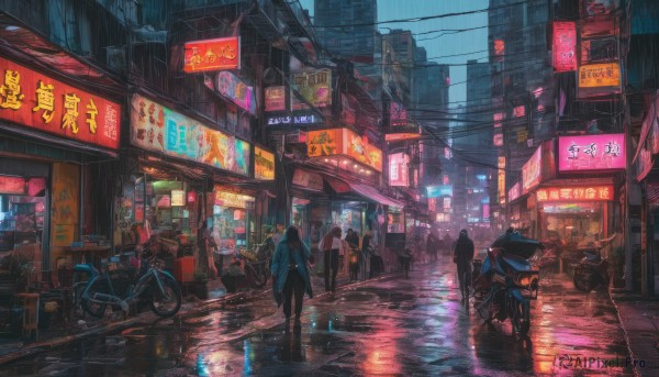 A motor vehicle amidst a idyllic rainy outdoors