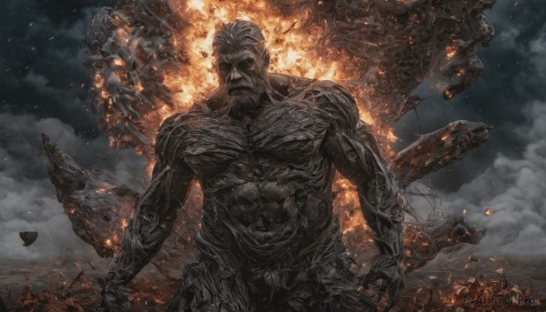 A graceful view of a male in fiery outdoors