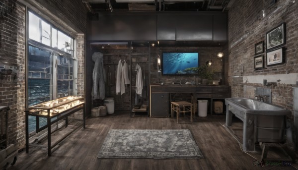 A indoors surrounded by a lush scenery