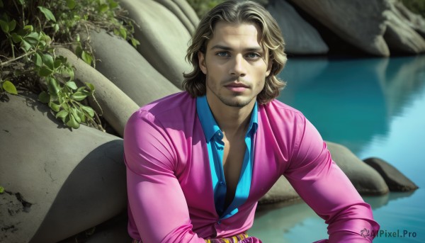 A male set against the backdrop of a captivating outdoors
