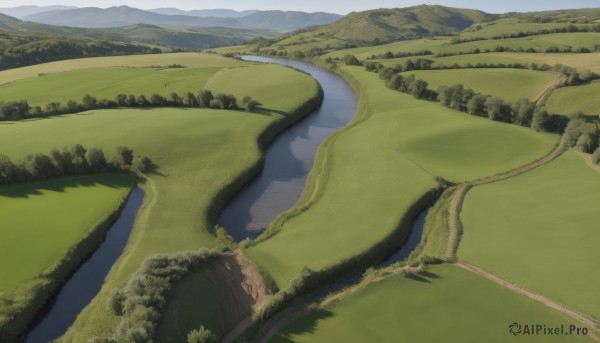 outdoors,sky,day,water,tree,no humans,grass,nature,scenery,forest,reflection,mountain,road,river,landscape,lake,hill,blue sky,bush,field,path