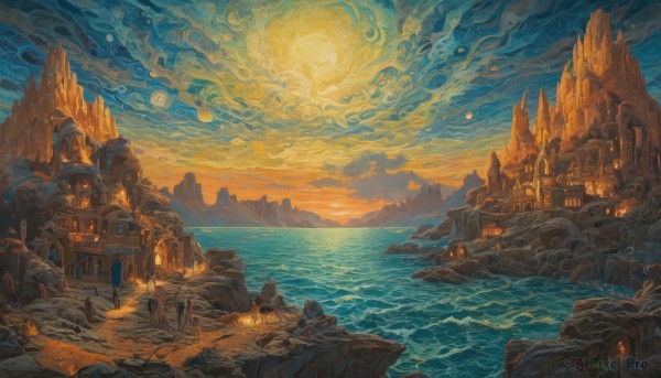 The charm of a landscape in a bold sunset outdoors