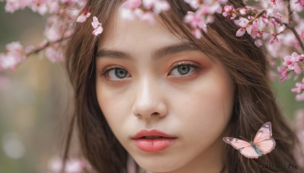 A majestic cherry blossoms featuring a butterfly