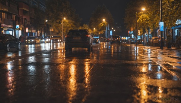 A stunning view of a motor vehicle in rainy outdoors