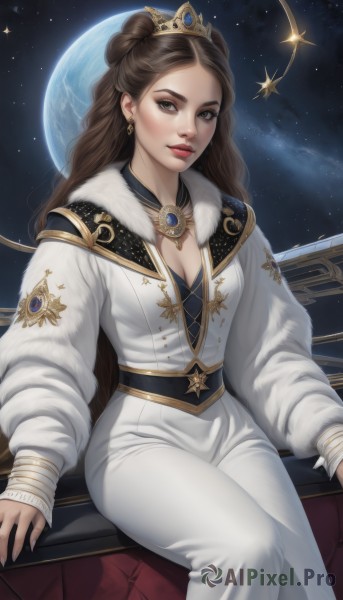 A female amidst a calm night sky