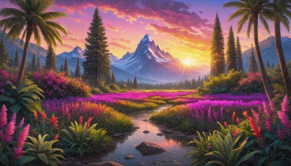 A landscape amidst a calm sunset outdoors