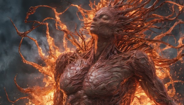 A striking fiery cloud featuring the elegance of a male
