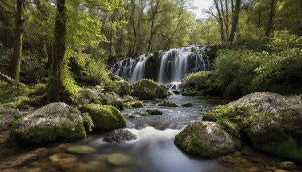 A stunning view of a waterfall in day
