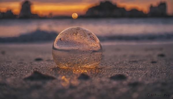 outdoors, blurry, no humans, depth of field, blurry background, scenery, rock, coin