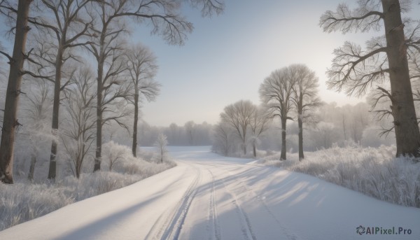 A glimpse of a landscape in a lush snowy day