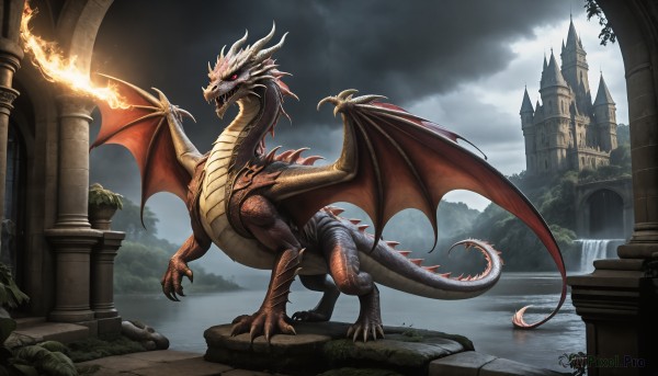 The elegance of a monster in a idyllic fiery outdoors