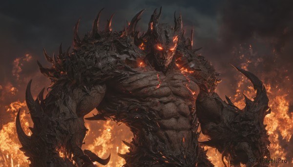 A male showcased in a tranquil fiery dynamic scene