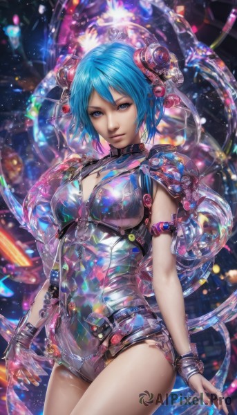 A female surrounded by a serene dynamic scene