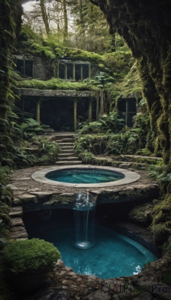 A stunning view of a waterfall in day
