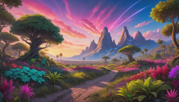 A breathtaking sunset outdoors with a landscape