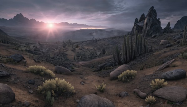 A landscape in a tranquil sunset outdoors