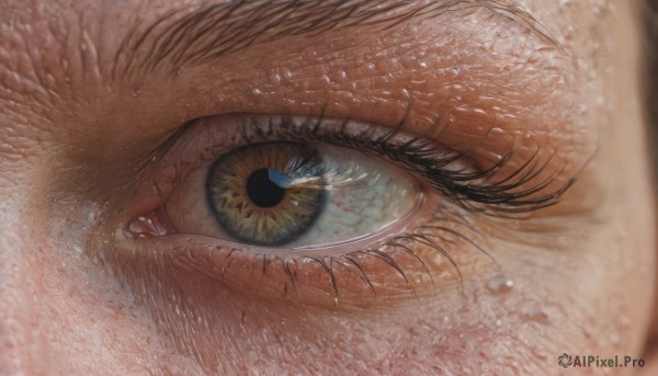 solo,looking at viewer,bangs,1boy,yellow eyes,male focus,blurry,eyelashes,close-up,1other,reflection,realistic,eye focus,freckles