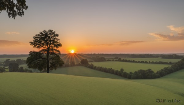 A landscape in the heart of a beautiful sunset outdoors
