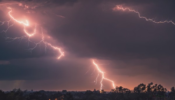 Image of a lightning in a vibrant sunset outdoors