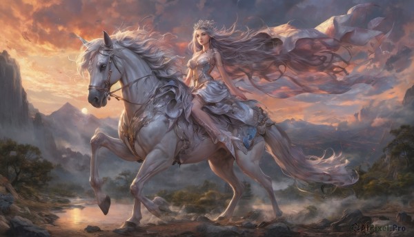 A striking sunset outdoors featuring the elegance of a female