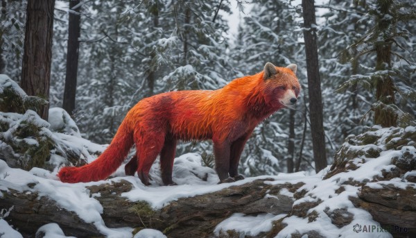 A glimpse of a unique subject in a picturesque snowy outdoors