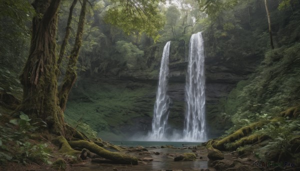 The serene presence of a waterfall in a peaceful outdoors