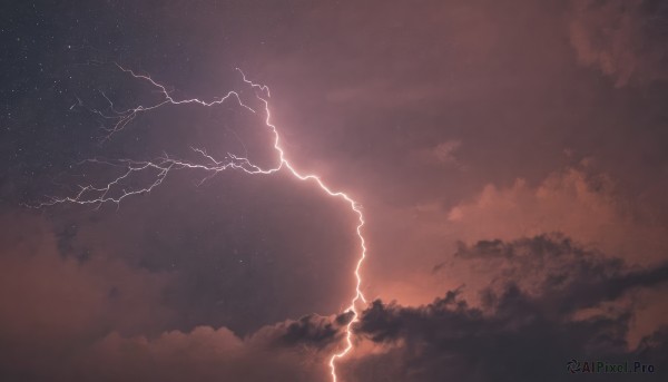 A lightning showcased in a tranquil sunset outdoors