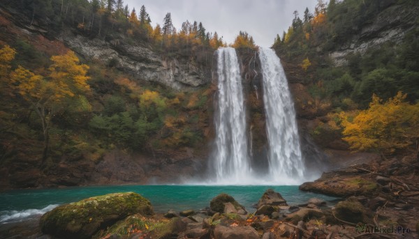 A delightful capture of a waterfall within day