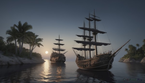 A delightful capture of a boat within sunset outdoors
