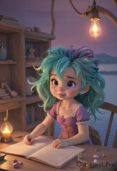 A child amidst a idyllic dynamic scene