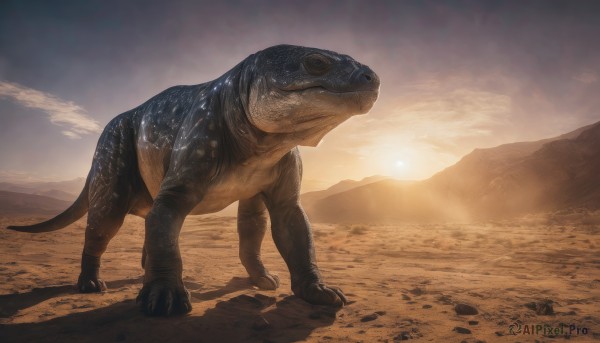 Image of a monster in a peaceful sunset outdoors