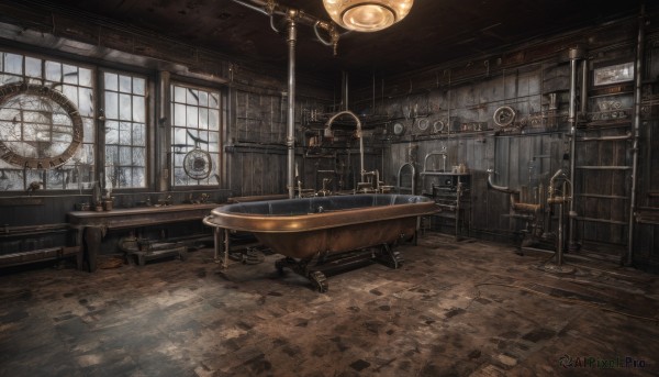 day,indoors,book,no humans,window,chair,table,sunlight,scenery,wooden floor,clock,lamp,stool,gears,globe,steampunk,fantasy,candle,candlestand,chandelier