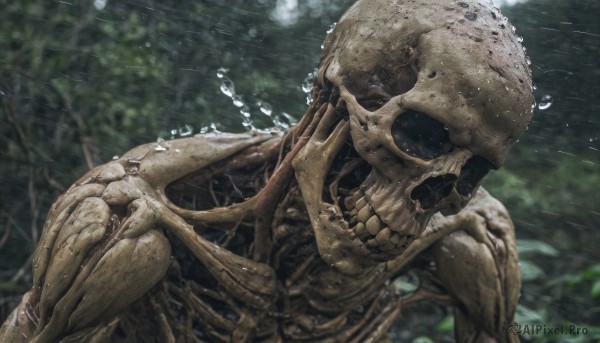 A male in a picturesque rainy outdoors