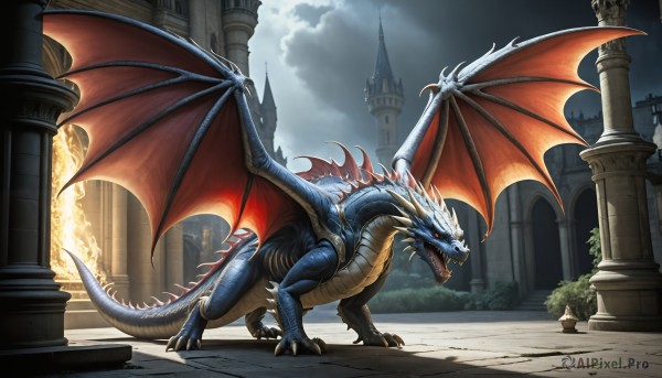 A enchanting fiery outdoors highlighting a monster