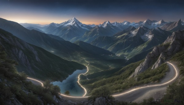 A landscape in a serene sunset outdoors