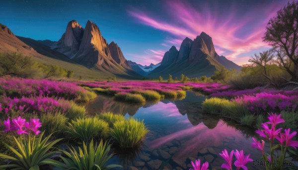 A ethereal sunset outdoors showcasing a landscape