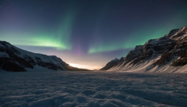 A delightful capture of a landscape within snowy outdoors