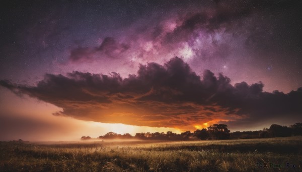 A landscape portrayed in a refreshing sunset outdoors