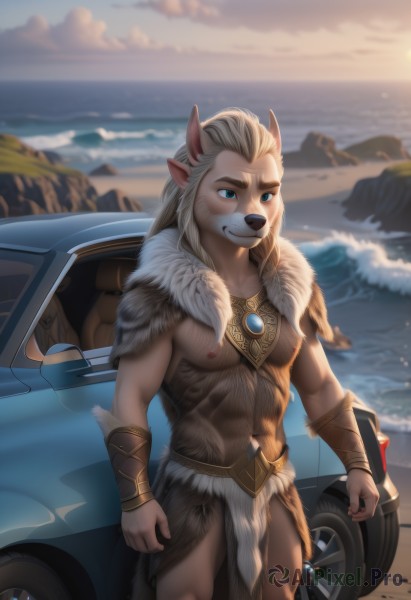 A stunning portrayal of a male in a breathtaking sunset day