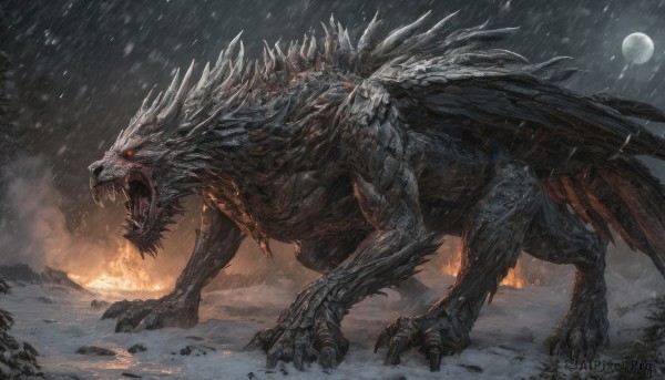 A charming snowy outdoors with a monster