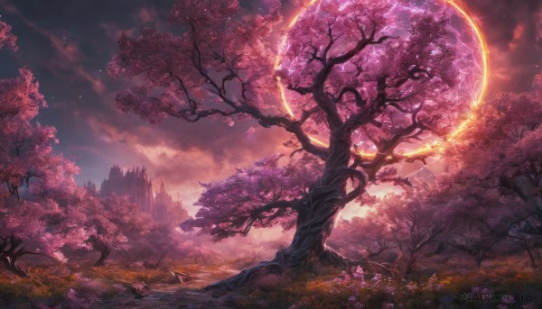 A ethereal sunset outdoors featuring a landscape