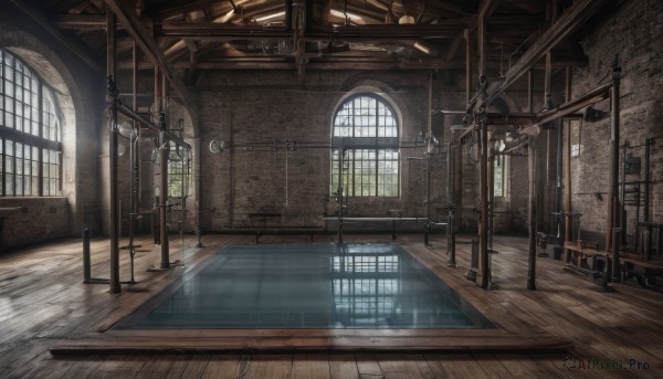 day,indoors,no humans,window,chair,sunlight,scenery,light rays,wooden floor,stairs,door,ceiling,water,table,ceiling light,reflective floor,chandelier