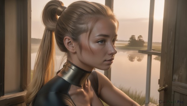 The wonder of a female in a peaceful sunset sunlight