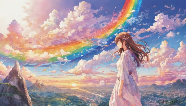 A majestic sunset day featuring a female