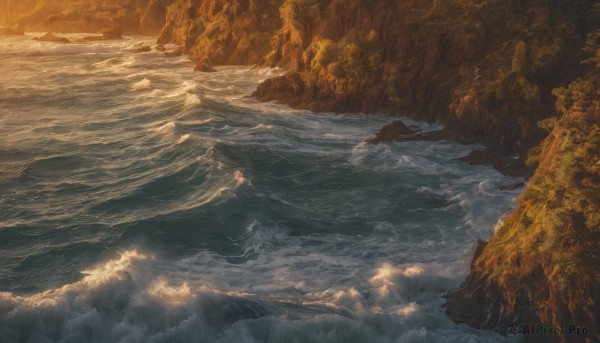 The serene presence of a landscape in a peaceful sunset outdoors