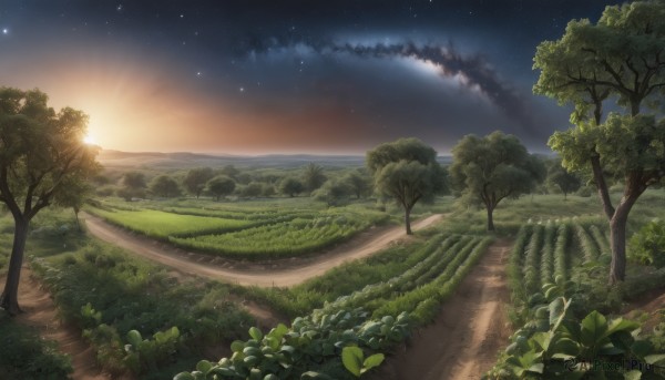 A landscape in the heart of a majestic sunset outdoors