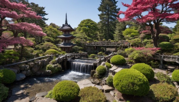 A waterfall caught in a peaceful day