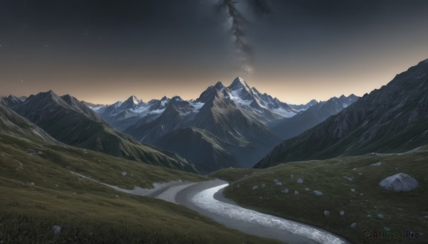 An iconic landscape framed by a calm snowy outdoors
