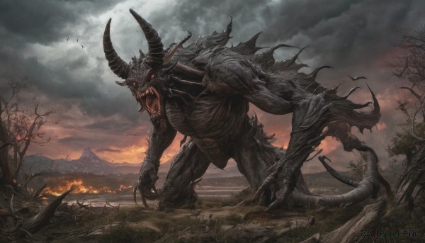 A delightful capture of a monster within fiery outdoors