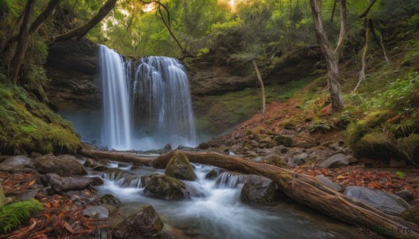 The beauty of a waterfall set in a enchanting day